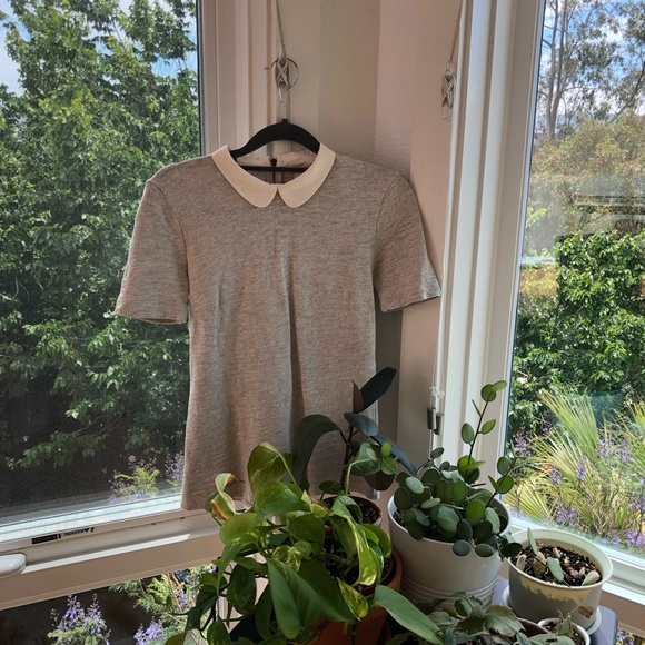 J. Crew gray collared top - Picture 3 of 3